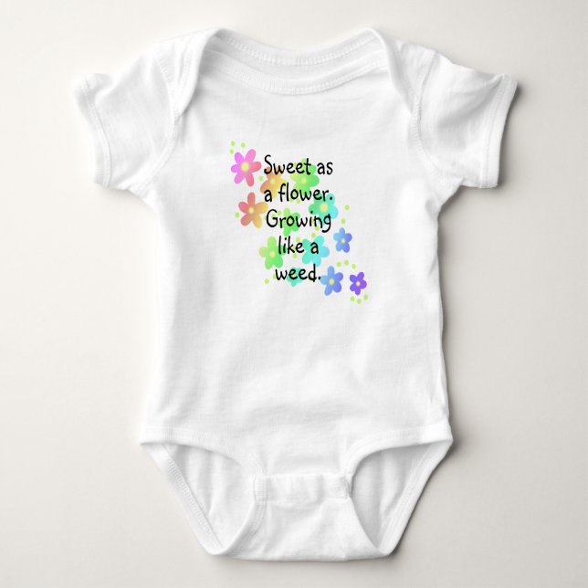 "Growing like a weed" Funny Rainbow Baby Strampler (Vorderseite)