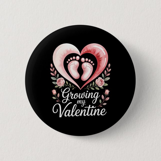 Growing My Valentine By Feet Heart Art  Button (Vorderseite)