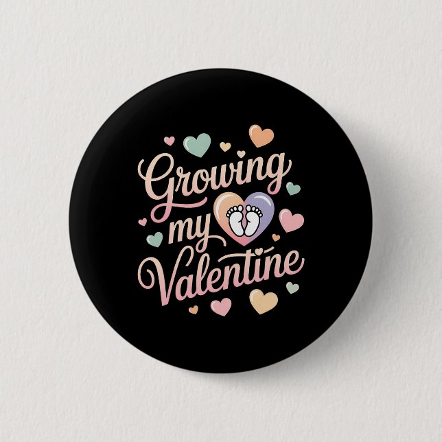 Growing My Valentine By Feet Heart Design  Button (Vorderseite)