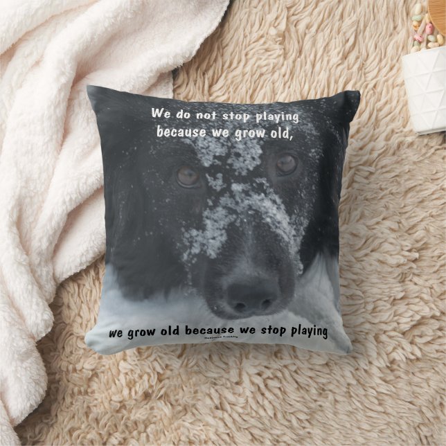Growing Old Inspirational Quote Border Collie  Kissen (Decke)