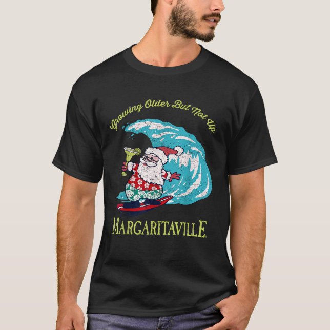 Growing Older But Not Up Surfing Santa  T-Shirt (Vorderseite)