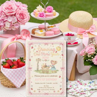 Growing One More Year Older Blonde girl  Birthday  Einladung