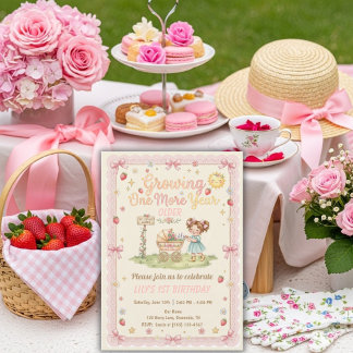 Growing One More Year Older girl  Birthday  Einladung