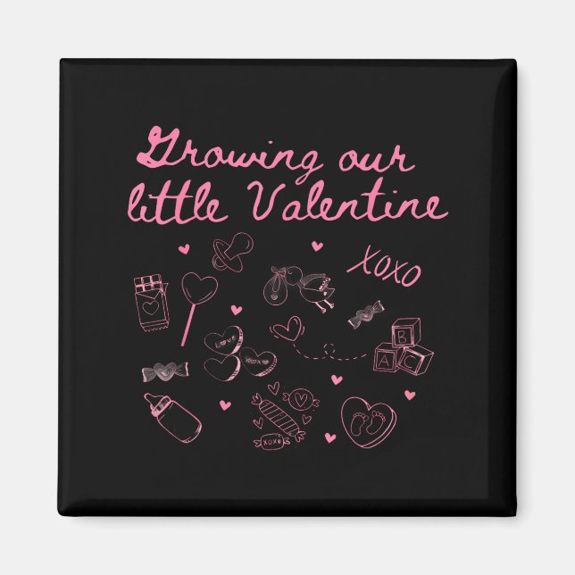 Growing Our Little Valentine Pregnancy Announcemen Magnet (Vorne)