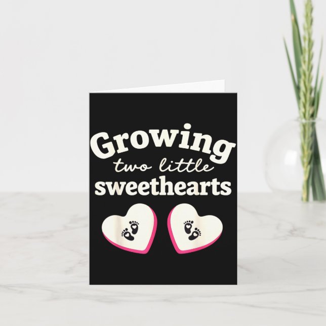 Growing Two Little Sweethearts Valentines Pregnanc Karte (Vorderseite)