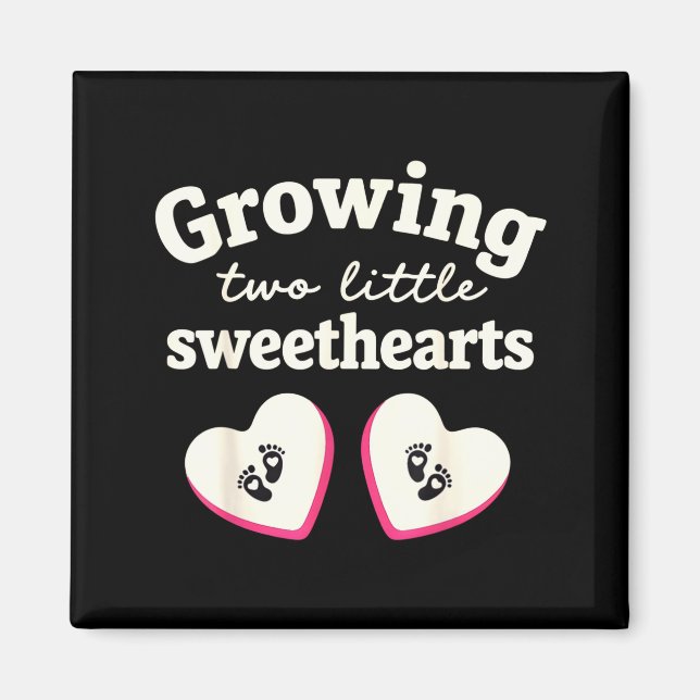 Growing Two Little Sweethearts Valentines Pregnanc Magnet (Vorne)