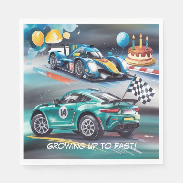 Growing Up To Fast Boy Birthday Party Serviette (Vorderseite)