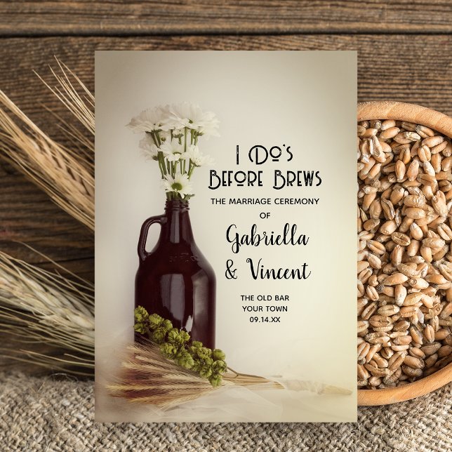 Growler, Hops und Daisies Brewery Wedding Dreifach-gefaltete Programmkarte (Von Creator hochgeladen)