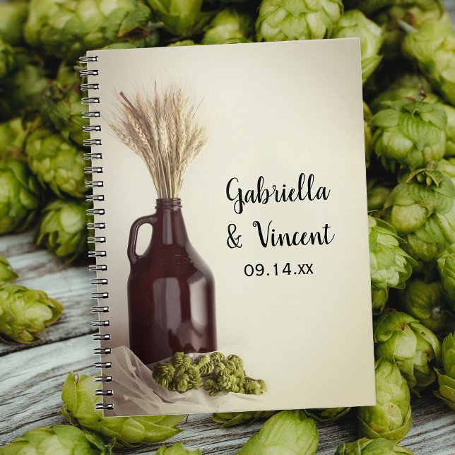 Growler, Hops und Wheat Brewery Wedding Guest Book Notizblock (Von Creator hochgeladen)