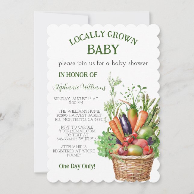 Grown Baby Bauern Market Babydusche Einladung (Vorderseite)