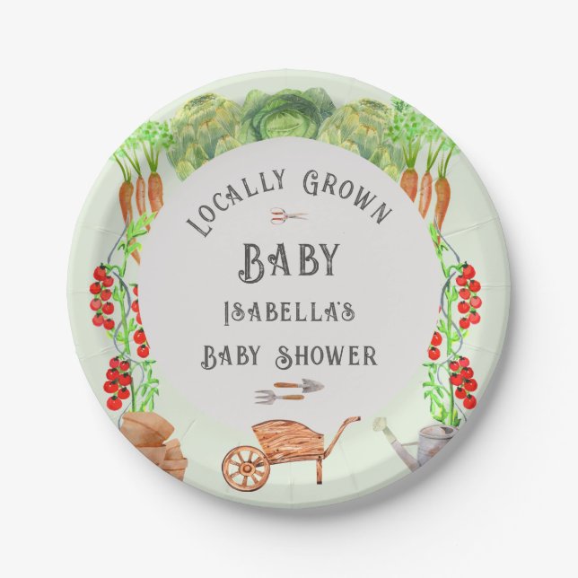 Grown Baby , Farmer's Market Baby Shower Pappteller (Vorderseite)