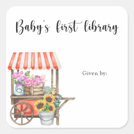 Grown Baby Shower Buchzeichen - Babybibliothek Quadratischer Aufkleber