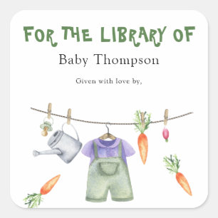 Grown Baby Shower Exlibris - für die Bibliothek vo Quadratischer Aufkleber