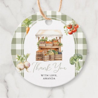 Grown Fresh Market Baby Shower Gingham Geschenkanhänger
