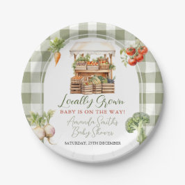 Grown Fresh Market Baby Shower Gingham Pappteller