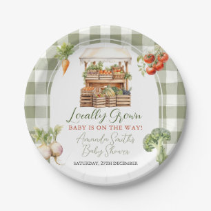 Grown Fresh Market Baby Shower Gingham Pappteller
