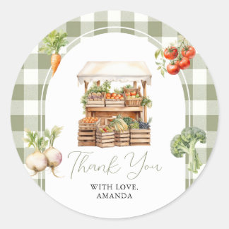 Grown Fresh Market Baby Shower Gingham Runder Aufkleber