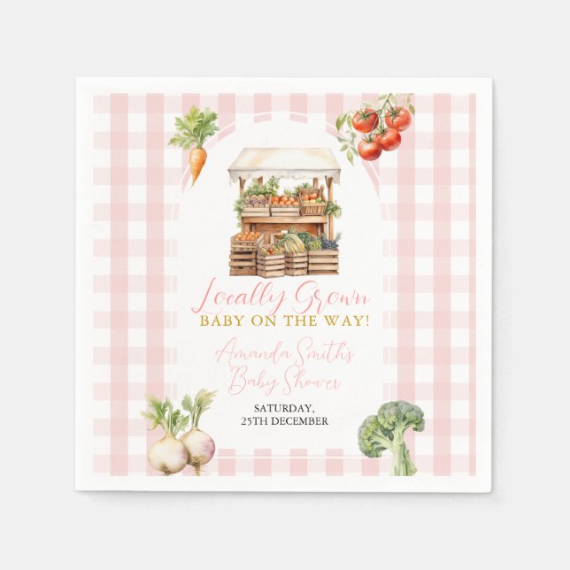 Grown Fresh Market Baby Shower Gingham Serviette (Vorderseite)