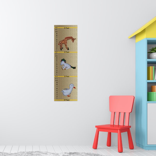 Growth Chart - Duck, Unicorn, Giraffe Dolls Poster (Kinderzimmer 1)