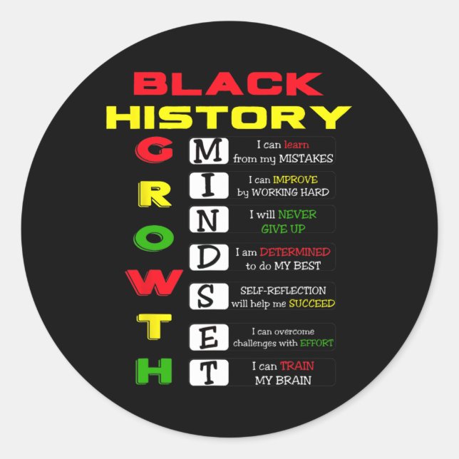 Growth Mindset Definition Cool Black History Monat Runder Aufkleber (Vorderseite)
