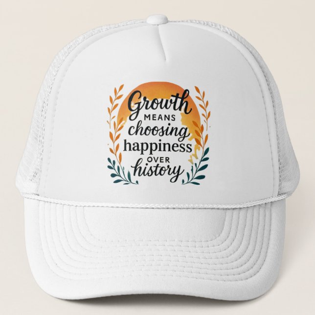 Growth Mindset Hat — Choosing Happiness Over Histo Truckerkappe (Vorderseite)