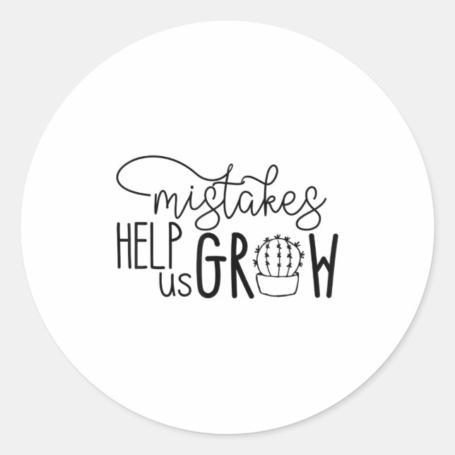 Growth Mindset Teacher Mistakes Help Us Grow Men W Runder Aufkleber (Vorderseite)