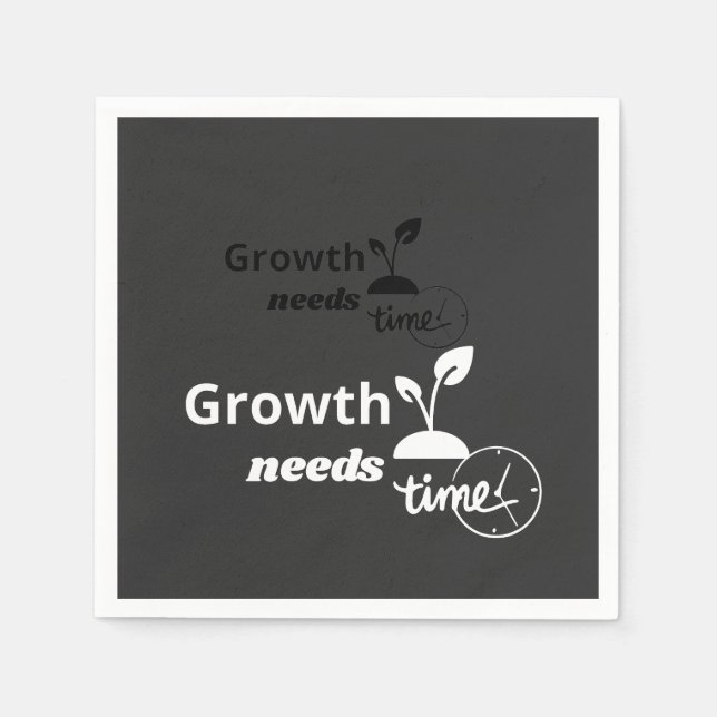 Growth Needs Time – Minimal Motivational Quote Pos Serviette (Vorderseite)