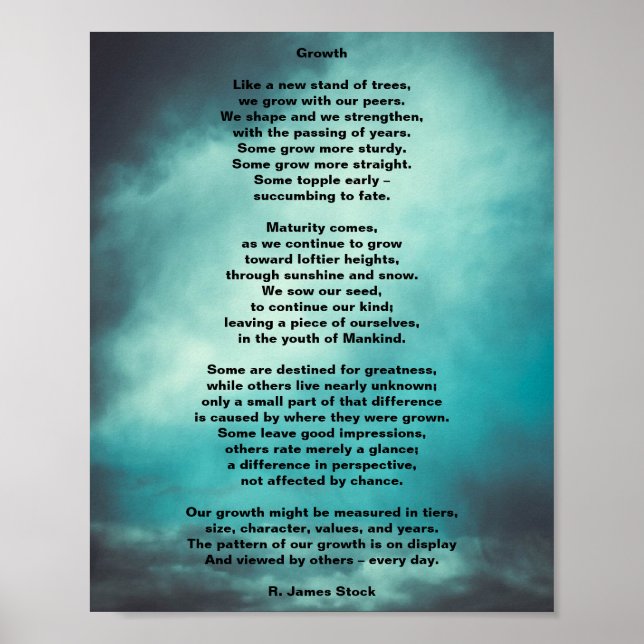 "Growth", Originalgedicht auf 8"x10" Poster (Vorne)