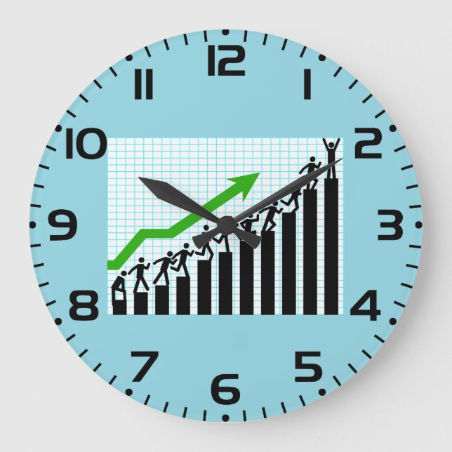 Growth Success Progress Bar Chart Große Wanduhr (Vorderseite)