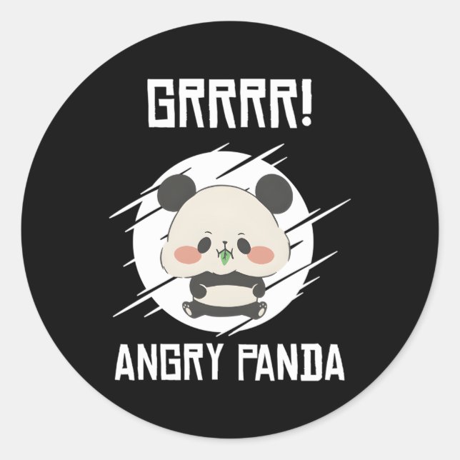 Grr Angry Pandas Wild Panda Bamboo Runder Aufkleber (Vorderseite)