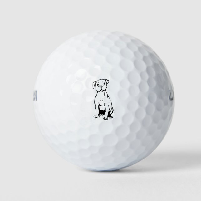 Grubenbulle Niedlicher Hund Golfball (Vorderseite)
