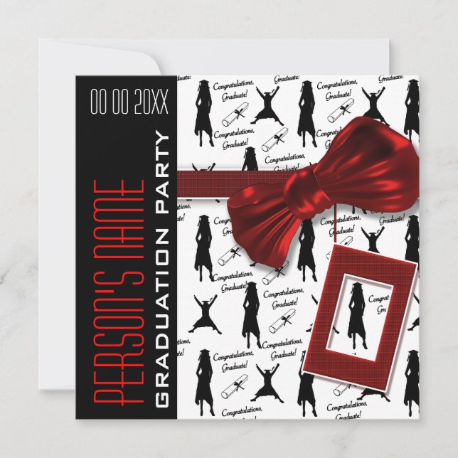 Gruduation Party elegante Frauen Einladung (Vorderseite)