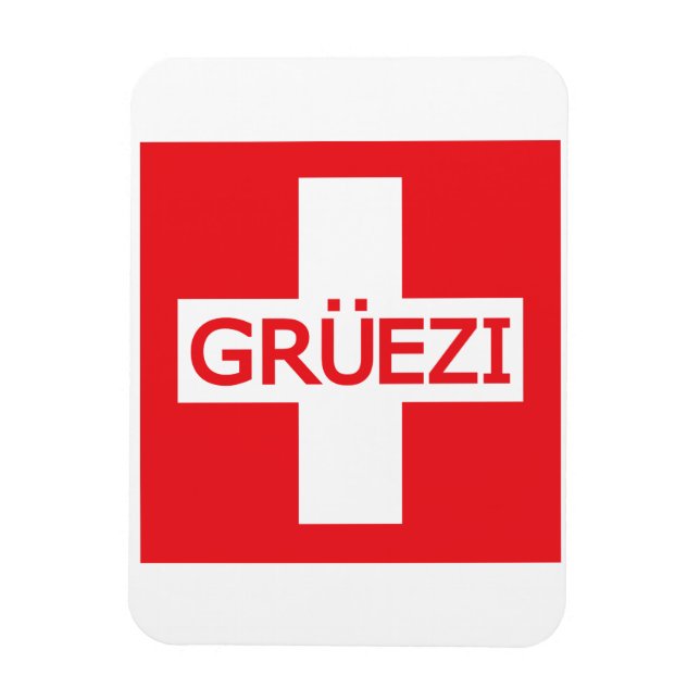 Gruezi Switzerland Flag Magnet (Vertikal)