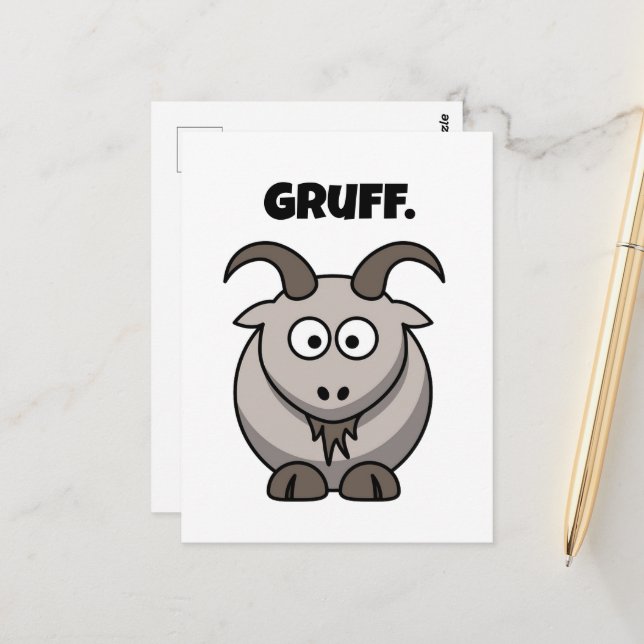 Gruff Gray Goat Funny Fairy Tale Cartoon Postkarte (Vorderseite/Rückseite Beispiel)