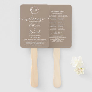 Grullo Terracotta Wedding Program Hand Fan Fächer
