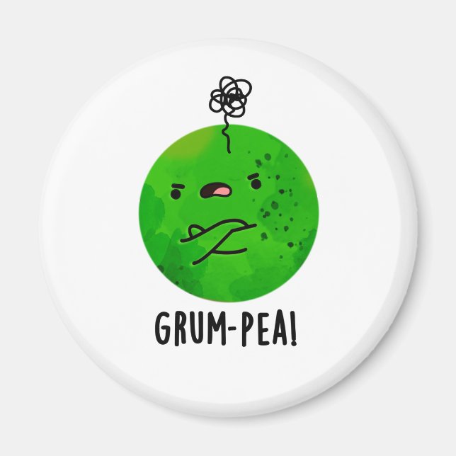 Grum-pea Funny Grumpy Pea Veggie Pun Magnet (Vorne)