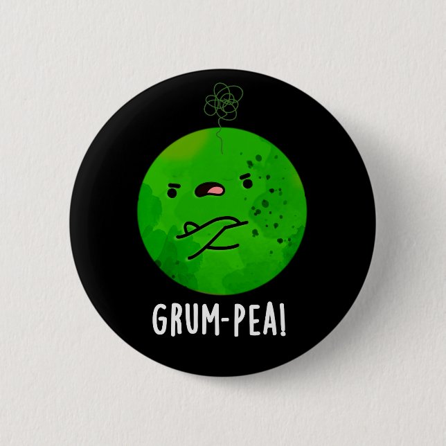 Grum-pea Funny Veggie Pun Dark BG Button (Vorderseite)