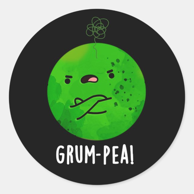 Grum-pea Funny Veggie Pun Dark BG Runder Aufkleber (Vorderseite)