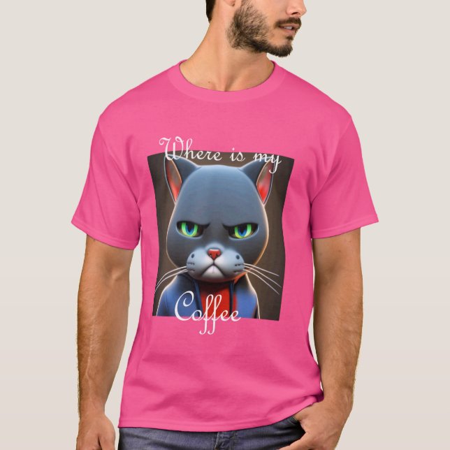 Grummelige Katze - Wo ist mein Kaffee [German Lang T-Shirt (Vorderseite)