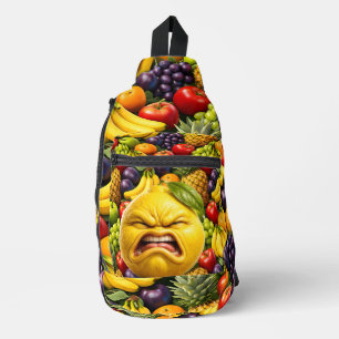 Grummelige Zitrone saures Gesicht Früchte Collage Crossbody Bag