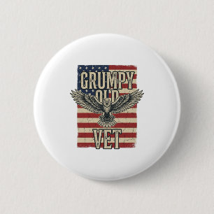 Grummeliger Alter Veteranen Patriotischer Adler Fl Button