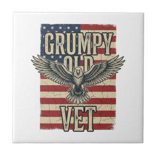 Grummeliger Alter Veteranen Patriotischer Adler Fl Fliese