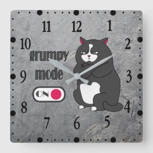 Grummelmodus aktiviert lustige dicke Katze Quadratische Wanduhr