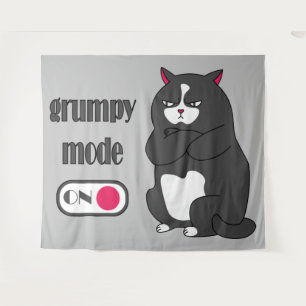 Grummelmodus an lustiger dicker Kater Wandteppich