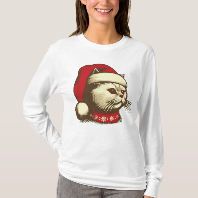 Grump Christmas Cat T-Shirt (Vorderseite)