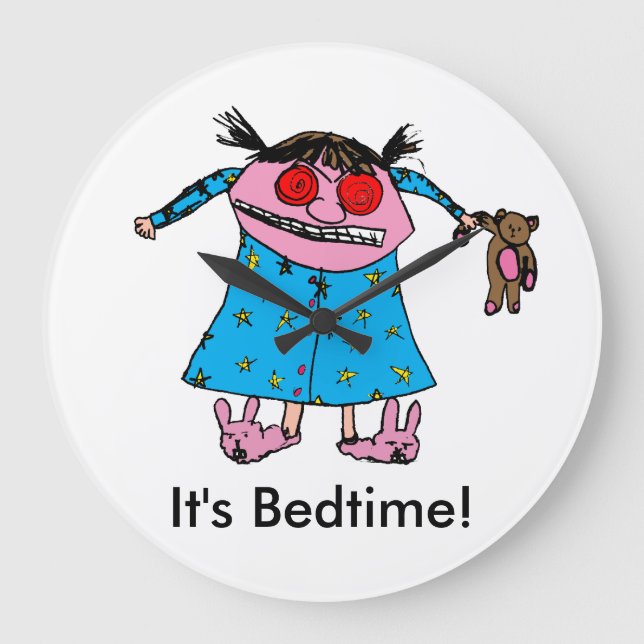 Grump Girl Clock Große Wanduhr (Vorderseite)