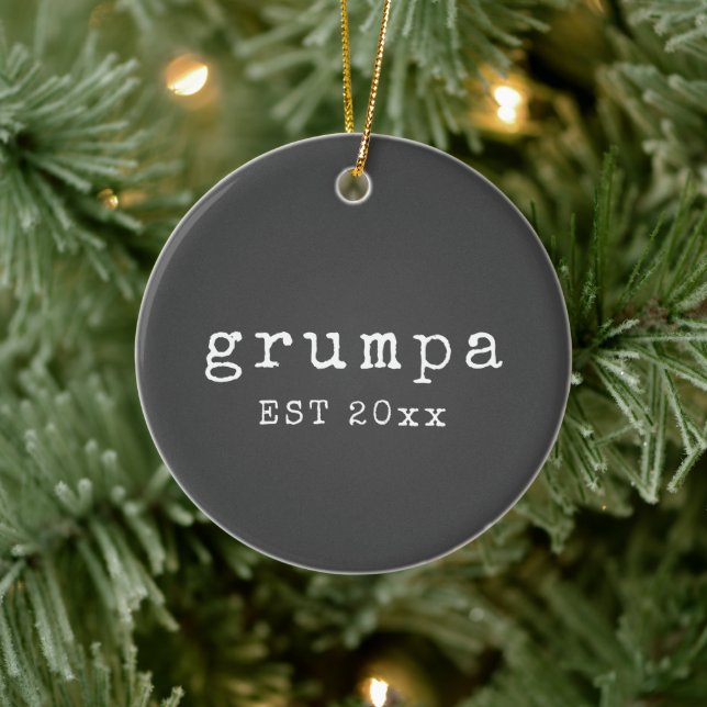 Grumpa | Funny Grumpy Grandpa in Schwarz und Weiß Keramik Ornament (Baum)