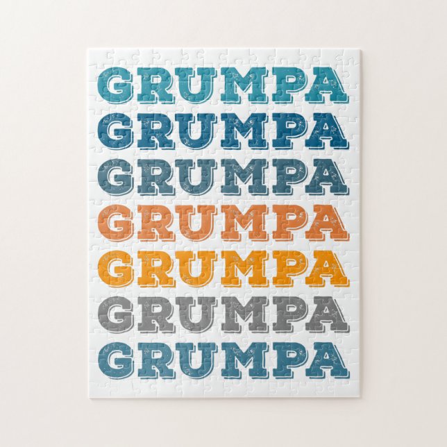 Grumpa | Funny Grumpy Grandpa Retro Text Design  Puzzle (Vertikal)