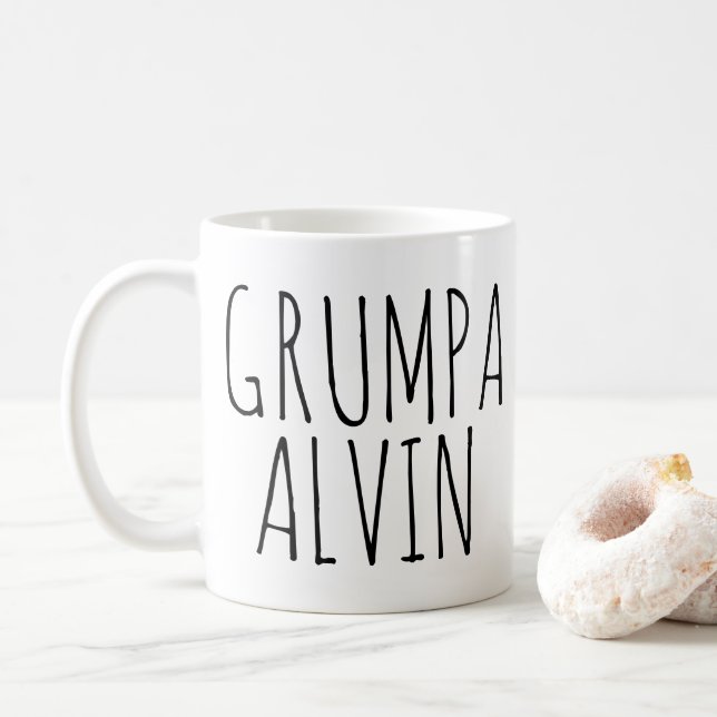 Grumpa Lustiger mürrischer Opa Personalisiert Kaffeetasse (Mit Donut)