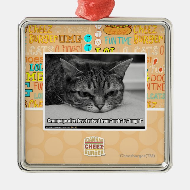 Grumpage Alarm Silbernes Ornament (Vorne)